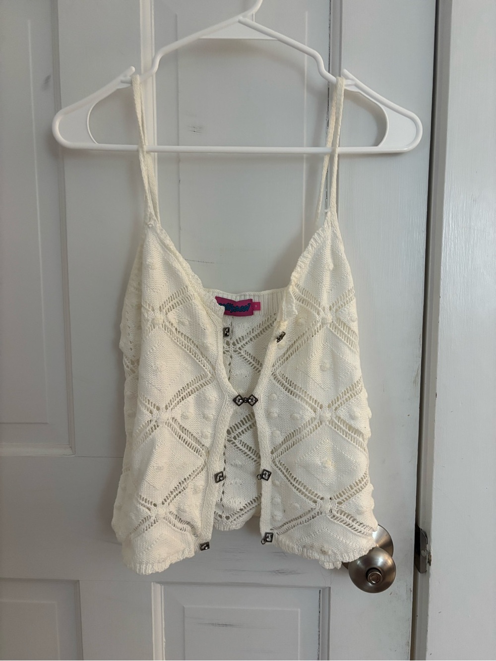 Edikted White Crochet Spaghetti Strap Tank